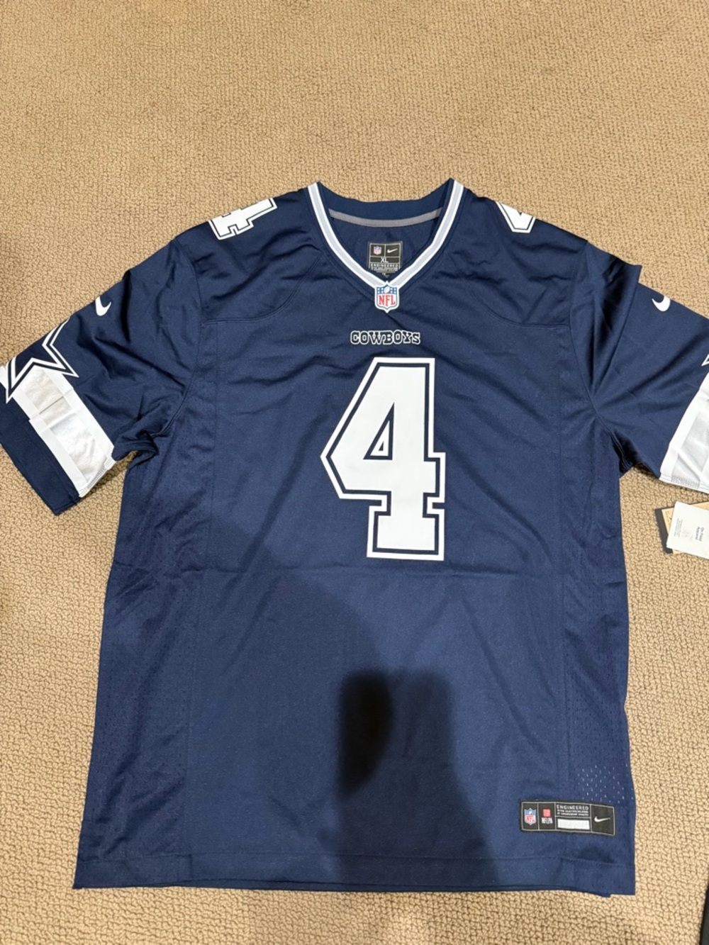 Nike Men’s Navy and White Cowboys #4 Football Jersey